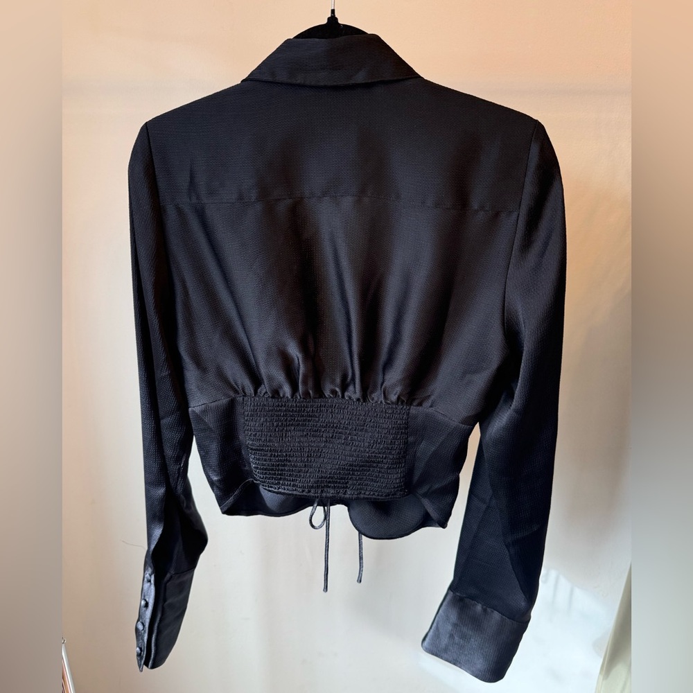 Free People Black Ruched Blouse - Picture 2 of 6